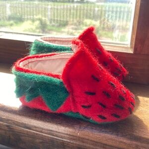 Cutest Boutique Handmade Wool Felt Strawberry Slippers